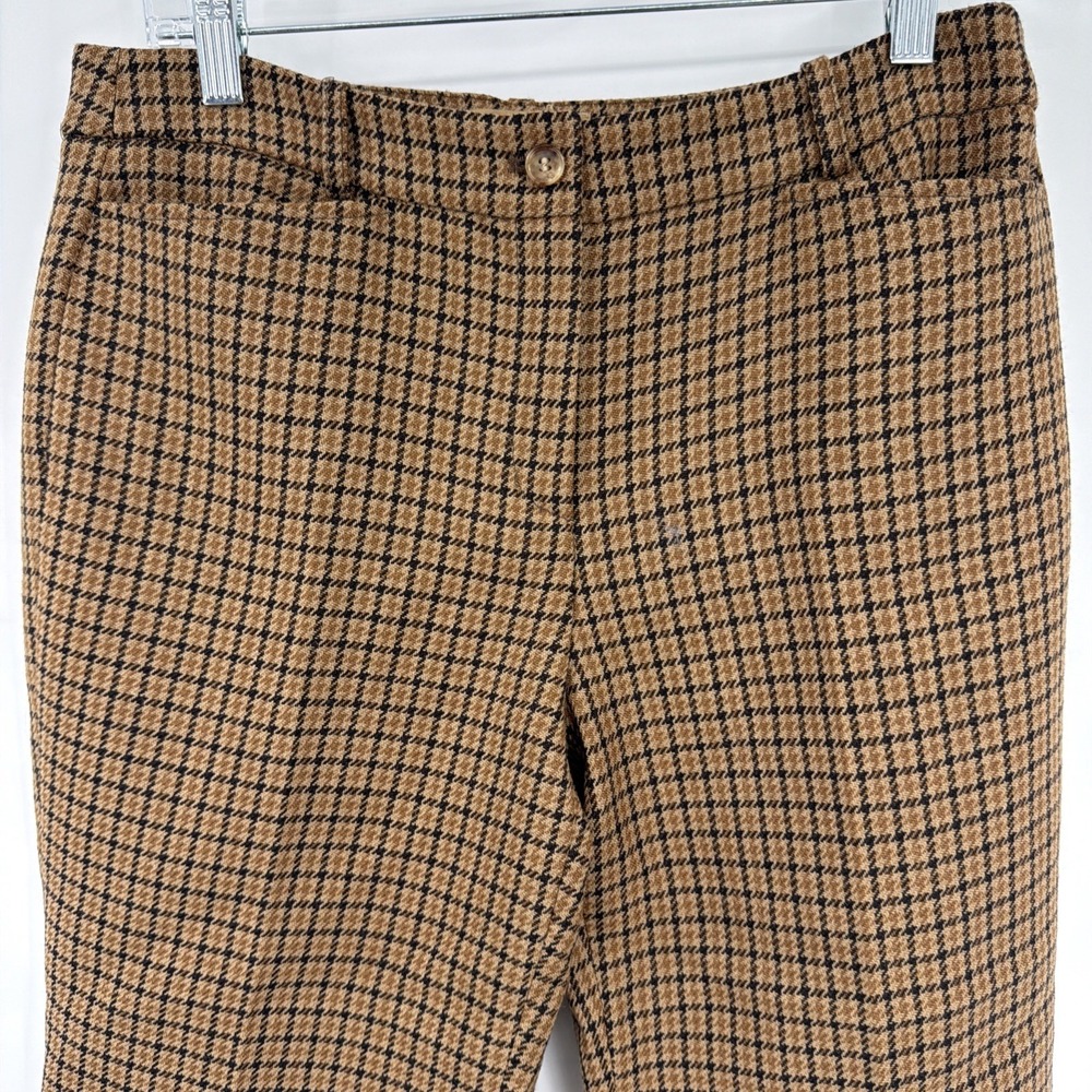 DESIGNER MICHAEL KORS COLLECTION Sz 6 Virgin Wool Brown Houndstooth Pants ITALY